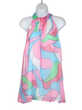 Y2K JW Style women's tunic top size L pastel colorful abstract psychedelic